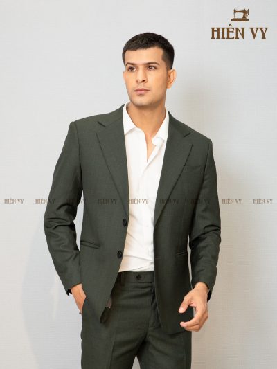 ÁO VEST XANH RÊU WOOL CAO CẤP