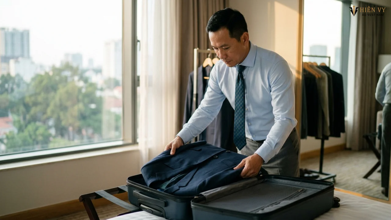 Cách Gấp Áo Vest Nam Bỏ Vali Đi Công Tác Không Bị Nhăn Phom