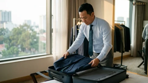 Cách Gấp Áo Vest Nam Bỏ Vali Đi Công Tác Không Bị Nhăn Phom